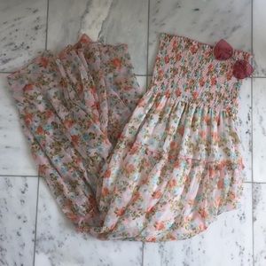 NWOT Pink Floral Smocked Strapless Maxi Dress